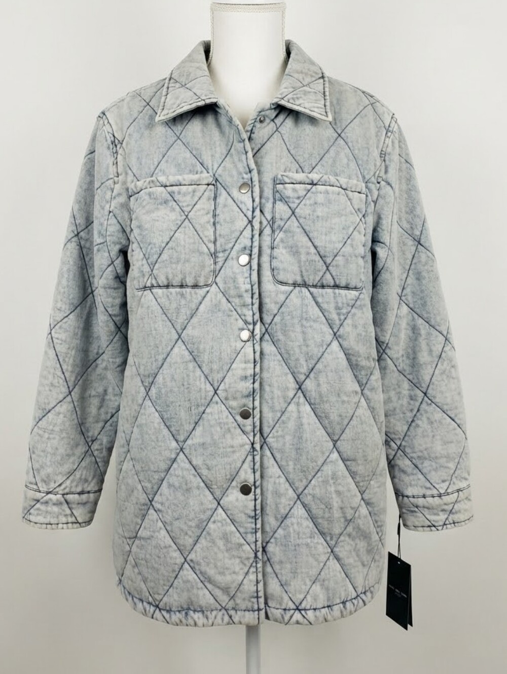 NWT Marc New York Quilted Acid Wash Denim Jacket Shacket - Size Medium